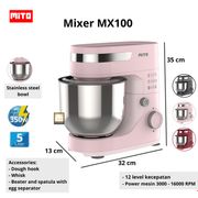 mito mx100 standing stand mixer com mx100 kapasitas jumbo 5 liter - merah muda
