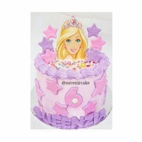 kue ulang tahun barbie/cake barbie/barbie cake/bday cake barbie/barbie - coklat 18cm