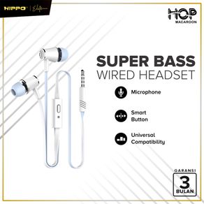 Hippo Earphone Hop Macaroon Super Bass Jack 3.5mm Wired Handsfree Android Original Earbuds Headset