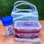 Lock N Lock Lunch Box Set With Termal Bag Ice Blue