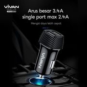 vivan car charger cc02c 3.4a dual usb smart ic quick charging original