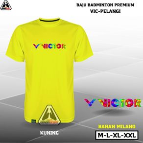 bpv kuning vic original baju badminton premium victor sablon dtf - vic pelangi-kng m