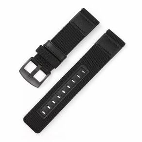 tali strap jam tangan kanvas nylon kulit 22 / 22mm huawei watch gt 2 3 - hitam 22mm