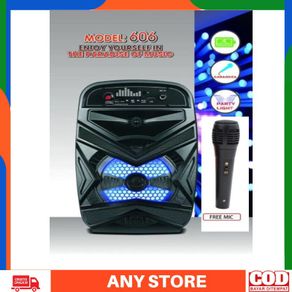 AS - Speaker Tenteng Bluetooth 6.5inch Model 606 Free Mic Karaoke Superbass / MODEL GMC / Extrabass