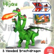 Mainan Dinosaurus Bertelur 3 Headed Brachiodragon Asap Proyektor Mainan Hewan Dino Murah BRO1070