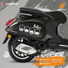 the beatles 2 sticker cutting mobil motor vespa scoopy vino vario beat - putih