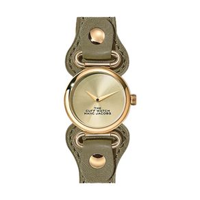 Jam Tangan Wanita Marc Jacobs MJ0120179289 The Cuff Watch Ladies Champagne Dial Green Olive Leather