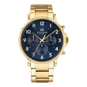 Jam Tangan Pria Tommy Hilfiger Daniel 1710384 Blue Dial Gold Stainless Steel Strap