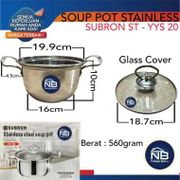 SUBRON Panci Sup Soup Pot 20cm Stainless Steel Tutup Kaca Kecil ST-YYS20