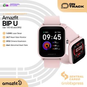 smartwatch amazfit official bip u jam tangan digital smart watch sport - merah muda