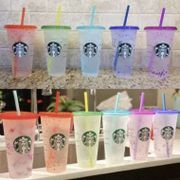 New!! Starbucks Usa Confetti Color Changing Reusable Cups & Straws