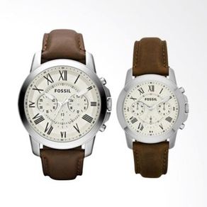 Fossil Grant Chronograph Brown Leather Watch Jam Tangan Couple [FS4735-4839]