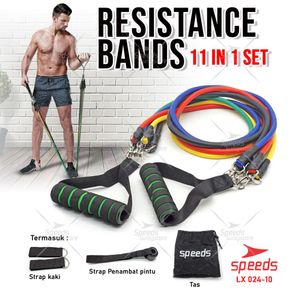 SPEEDS Resistance Bands 11 in 1 Set Tali Pembantu Fitness Gym Power 024-10