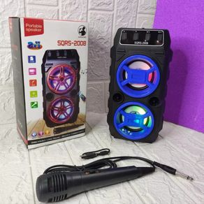 Speaker Bluetooth Karaoke SQ 2008 ukuran 2x35inch SUPER BASS SPEAKER PORTABLE FREE MIC