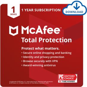 McAfee Total Protection 2022 | 1, 3, 5, 10 Device | Antivirus Software | VPN | True Key | PC/Mac/Android/iOS | Email Delivery