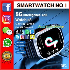 TERMURAH Jam Tangan Android Hp Series 8 Ultra Anti Air Smartwatch Pria Wanita Elegan Mewah Sport Fitness