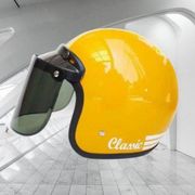 helm bogo classic garis retro motor dewasa sni - kuning gloss helm aja