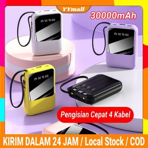 【COD】Powerbank 30000 mAh Mini With 4 Usb Fast Charging Super Lightweight Palm Size Powerbank With LED Display External PowerBank Portable Mobile Phone Charger