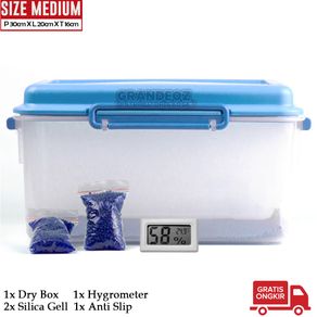 DRY BOX KAMERA MEDIUM DryBox Kotak Anti Jamur Fog Lensa DSLR Mirrorles Silica Gel Hygrometer Cabinet Silika Gell Sony Canon Lumix FUji Penyimpanan
