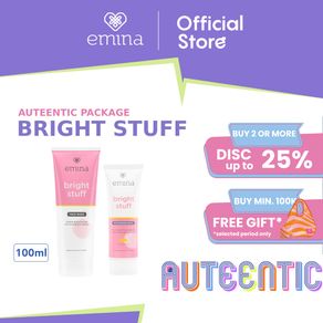 Emina Bright Stuff Auteentic Package: Bright Stuff Face Wash dan Moisturizer Cream - Paket Perawatan Skincare Mencerahkan dan melembabkan