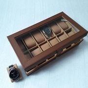 watch box organizer/box kotak tempat jam tangan isi12 moca inner cream