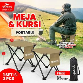 SPEEDS Kursi Lipat Portable Kursi Camping Kursi Gunung Kursi Sauna Bangku 031-11 Set Krem