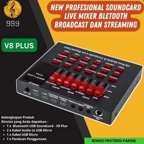 Bluetooth Live Mixer Broadcast Audio USB External Soundcard V8 Plus
