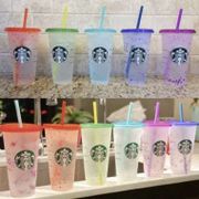 NEW!! Starbucks USA Confetti Color Changing Reusable Cups & Straws