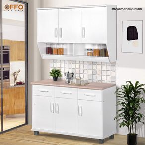 Offo Living - Kitchen Set Lemari Dapur 3 Pintu - Luna Putih
