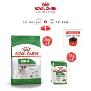 Royal Canin Mini Adult (2kg) Dry + (85gx 3 packs) Wet Makanan Anjing - Mixed Feeding Bundle