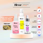 Paket Glowing Bundling Skincare Bleme - Whitening Hand and Body Lotion + Peeling Spray Eksfoliasi + C Bright Serum Promo FREE BABY GOLD