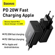 baseus adaptor charger speed mini 20w 3a adapter type c fast charging - putih