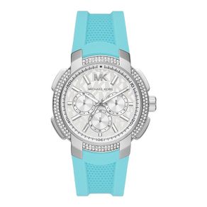 Jam Tangan Wanita Michael Kors Sidney MK7246 Ladies White Dial Turquoise Silicone Strap