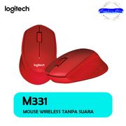 mouse wireless logitech silent m331 ori logitec log tanpa suara resmi - merah