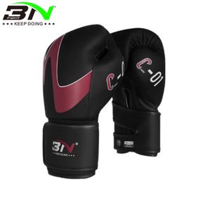 sarung tinju bn bouvo ori / boxing gloves / sarung tinju muay thai bn - hitam merah 10 oz