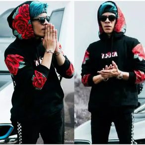 sweater ahha rose hoodie hitam 
