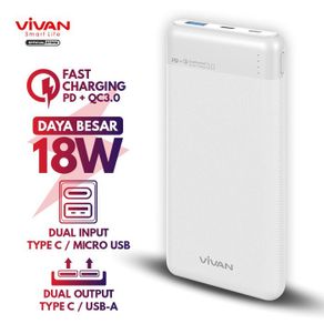 power bank vivan 10000mah vpb f10s quick charge original garansi resmi - vivan m10 white