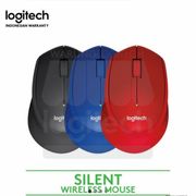 logitech m331 wireless mouse silent plus - merah