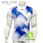 [V21305 Putih] Kaos Badminton Victor Import Go Premium Terbaru Baju Bulutangkis Jersey Pakaian Olahraga Sport Pria Laki Laki Cowok Wanita Ladies Cewek 21305 Tshirt Sport Shirt Bulu Tangkis