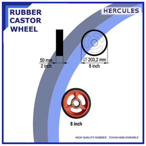 Hercules - Castor Wheel 8 Inch Heavy Duty, Roda Troli, Etalase, Gerobak, kastor