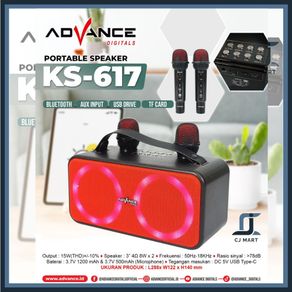 Speaker Advance Bluetooth Music Karaoke KS-617 Free 2 Mic Wireless
