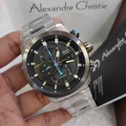 jam tangan pria original alexandre christie ac 6559 mc stainless steel - silver blue