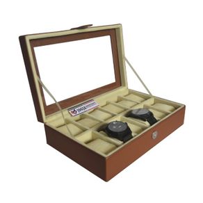 kotak tempat jam tangan isi 12 / watch box organizer - mocca