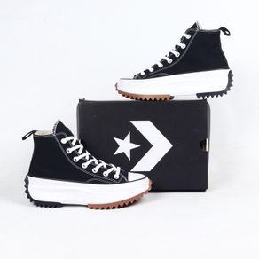 Sneakers Sepatu Pria Sepatu Wanita Converse Run Star Hike Hi Black White