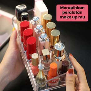 Inaso Rak Kosmetik Acrylic Kapas Kotak Make Up Tempat Kosmetik Penyimpanan Brush Lipstik Kotak Akrilik Perhiasan Tempat Organizer HRM317