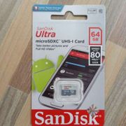 MICRO SD SANDISK 64GB 80MB CLASS10 ORIGINAL