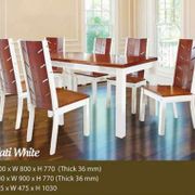 Kursi Meja Makan Dinning Set Full Kayu Solid Jati White - 6 Seater