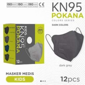 POKANA MASKER ANAK KN95 6PLY 1 BOX ISI 12PCS - DARK GREY