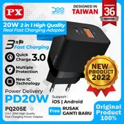 kepala charger adaptor fast charging dual type c+usb a 20w px pq205e