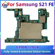 Versi 5G Mainboard MB untuk Samsung Galaxy S21 FE G990B modul PCB Motherboard 128GB papan logika tidak terkunci